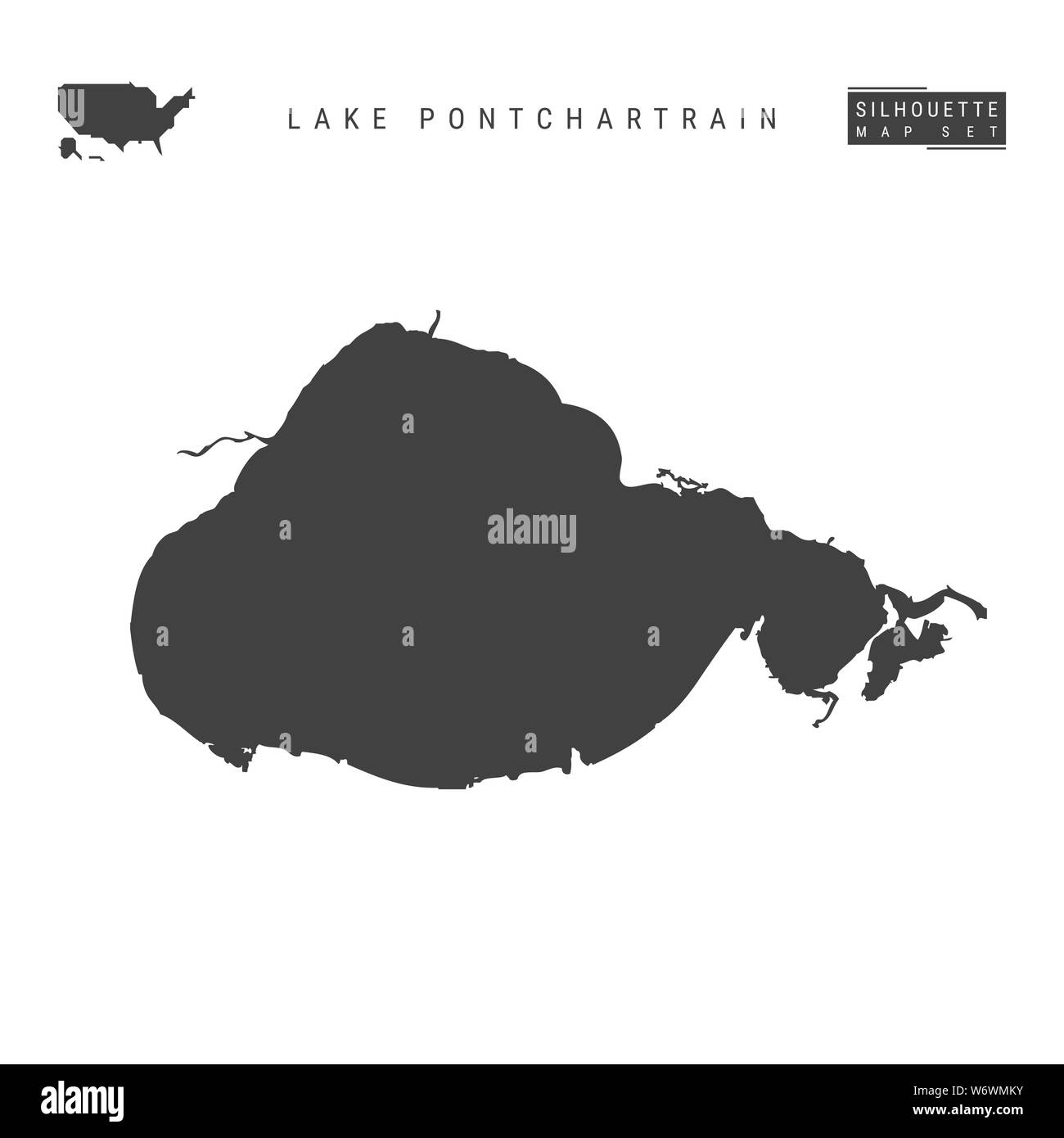 Lake Pontchartrain Blank Map Isolated
