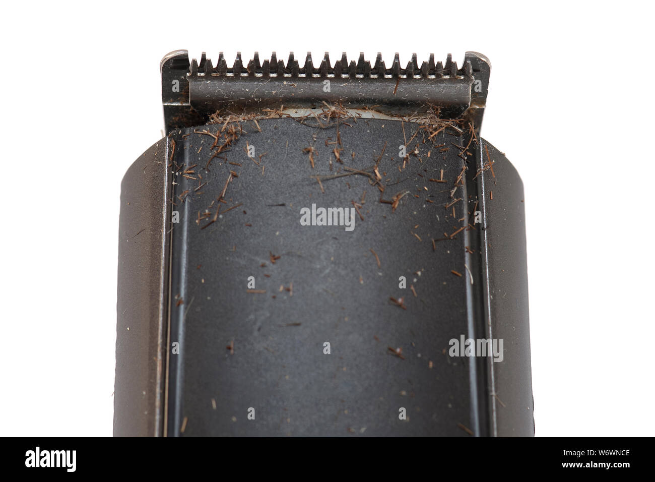 Dirty electric shaver Machine with Hair and Stubble on top - isolated ...
