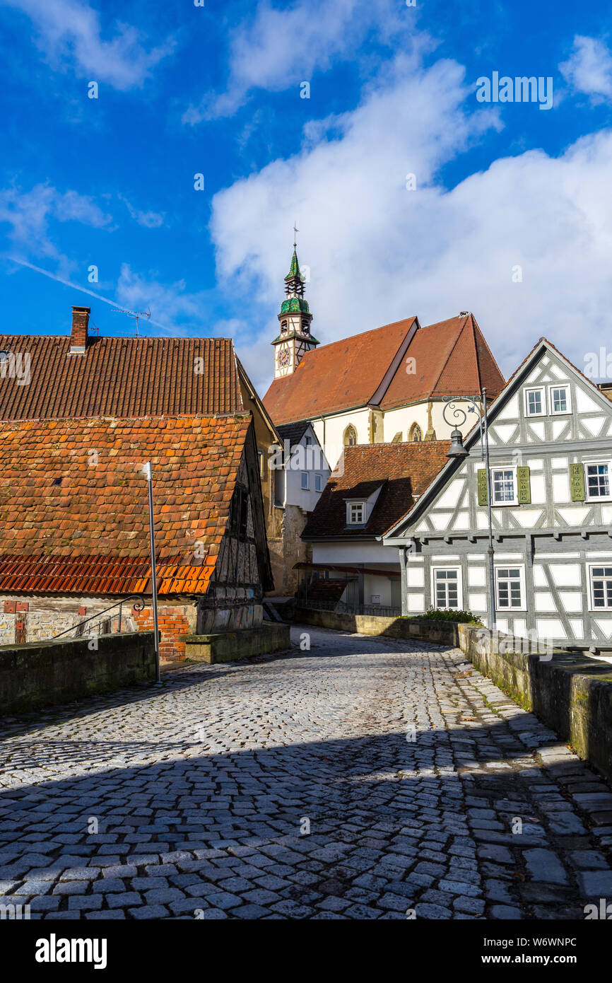 Germany, Bouldering way through medieval city waiblingen Stock Photo