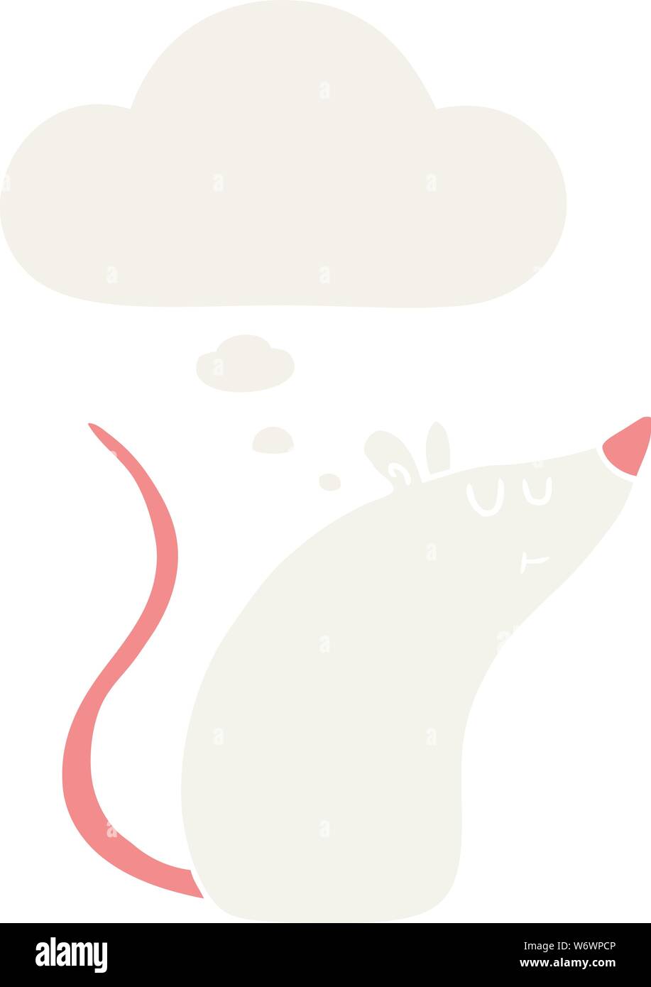 cartoon white mouse with thought bubble in retro style Stock Vector