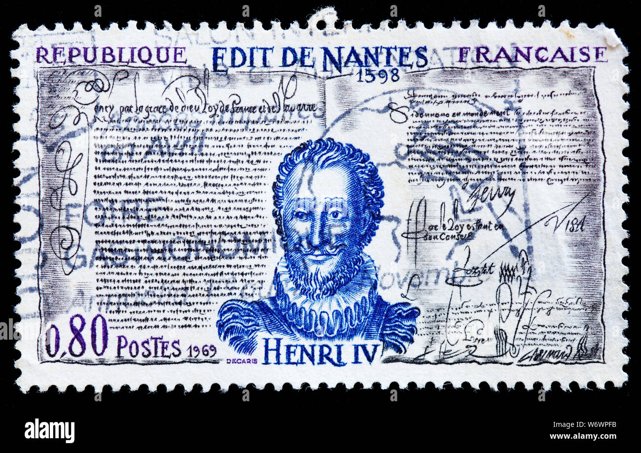 France Postage Stamp - Henri IV (1553~1610) - The Edict of Nantes - 1598 Stock Photo
