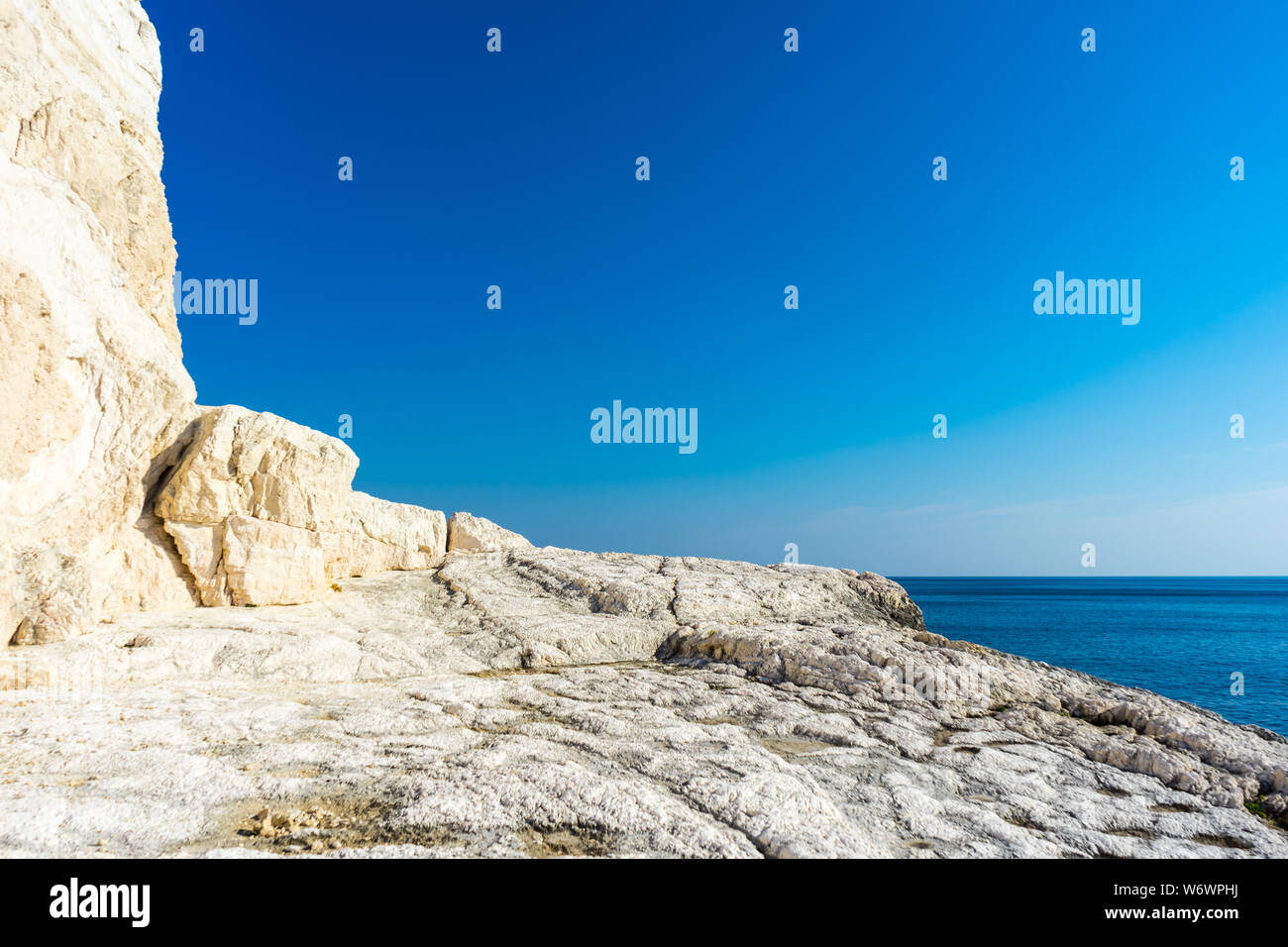 Greece, Zakynthos, White rocks at coast of cape plakaki near agalas ...