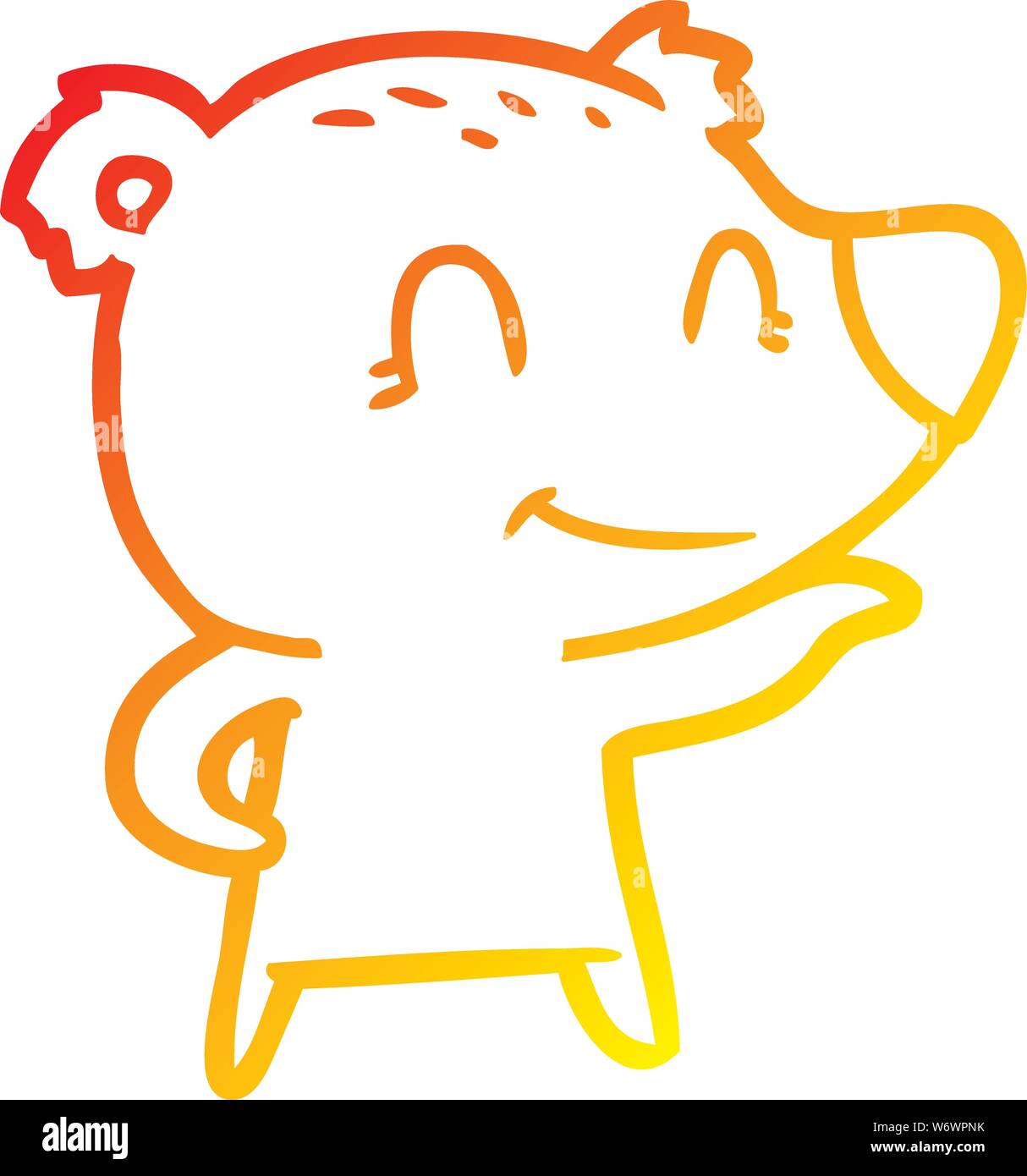 warm gradient line drawing of a friendly bear cartoon Stock Vector ...