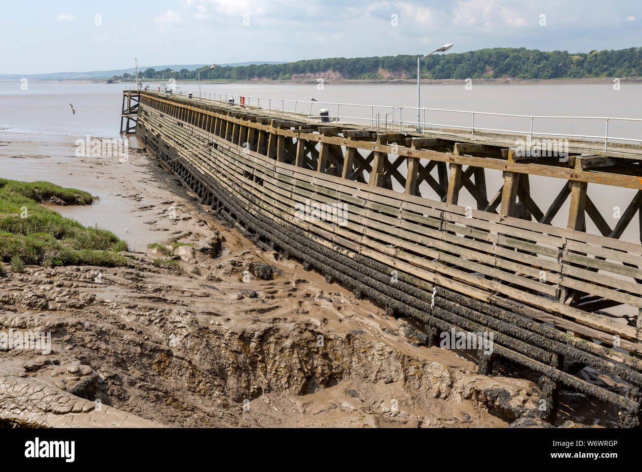 Wooden breakwater jetty at entrance from River Severn, to Sharpness