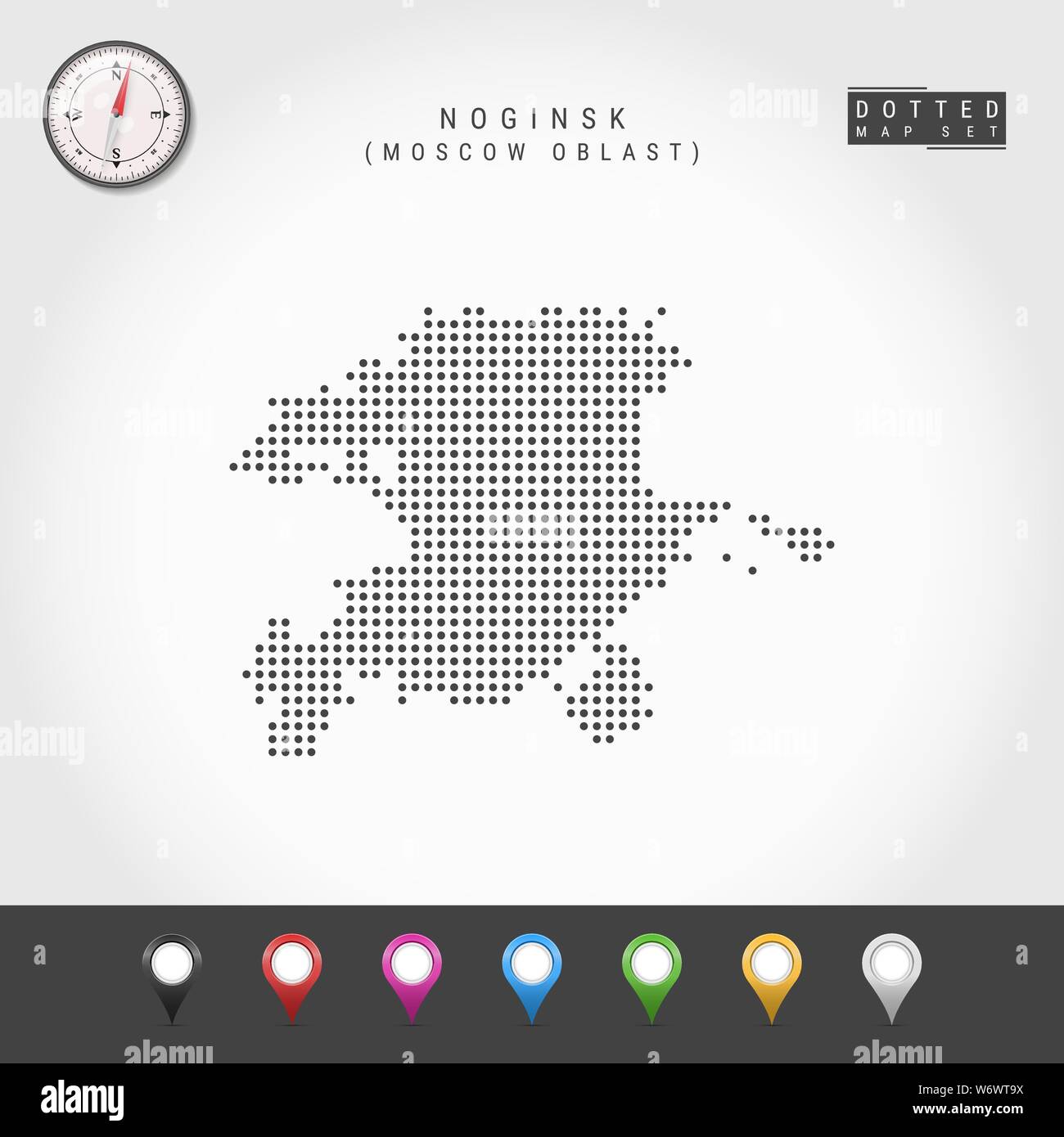 Dots Map of Noginsk, Moscow Oblast. Simple Silhouette of Noginsk ...