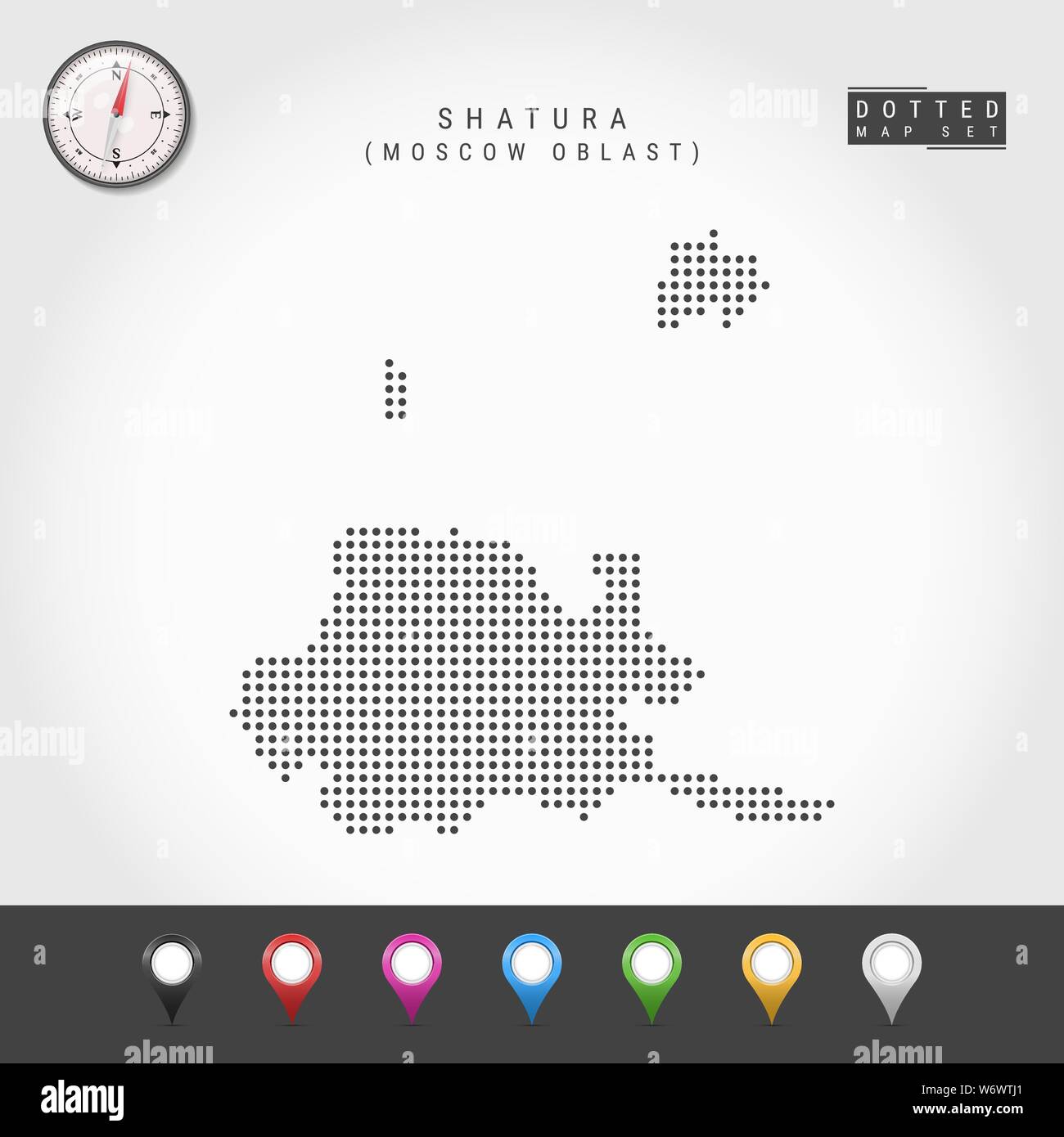 Dots Map of Shatura, Moscow Oblast. Simple Silhouette of Shatura ...