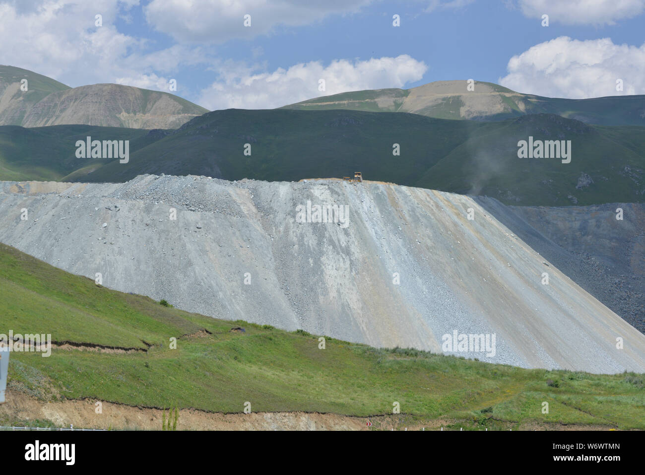 Republic of Armenia. 12th July, 2019. Mining operations and impact in Armenia near the border with the Artsakh Republic have caused serious concerns about environmental impacts from mining gold and other minerals. Residents in some areas have blocked mining operations by occupying some sites. Leakage from tailing dams may pollute Lake Sevan and even the Ararat Valley where agricultural irrigation water from the lake may contaminate farms. Credit: Kenneth Martin/ZUMA Wire/Alamy Live News Stock Photo