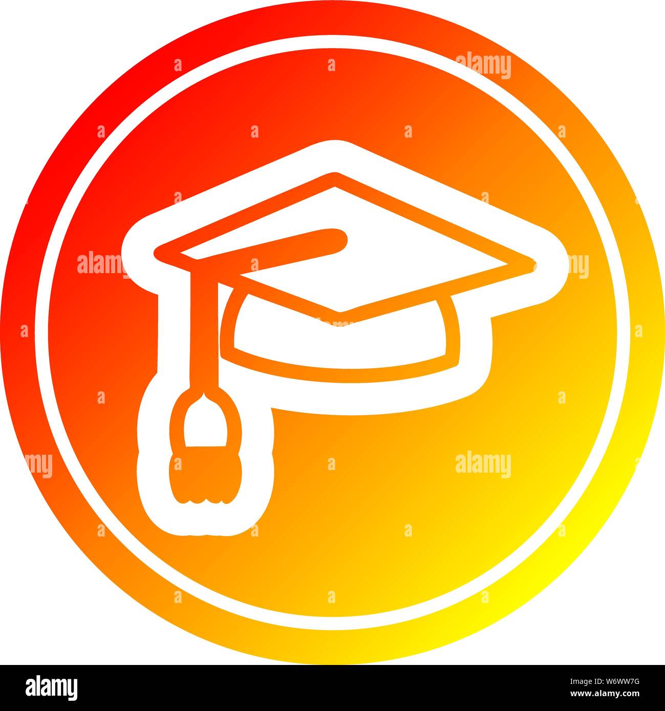 graduation cap circular icon with warm gradient finish Stock Vector ...