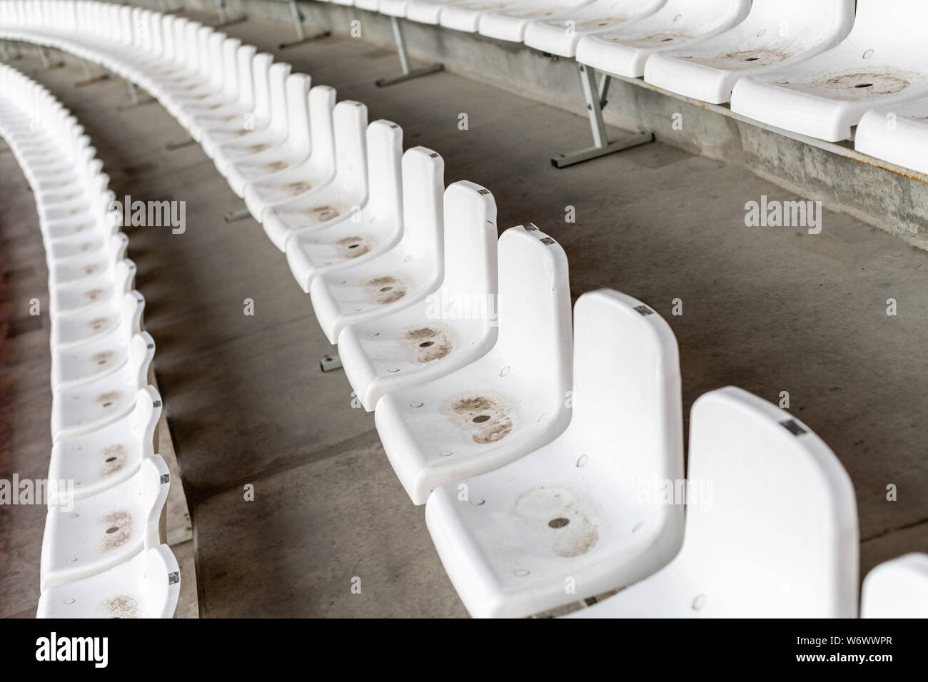 White Dirty Stadium Seats Soccer Football Or Baseball Stadium Tribune Without Fans Stock Photo Alamy White Dirty Stadium Seats Soccer Football Or Baseball Stadium Tribune Without Fans Stock Photo Alamy