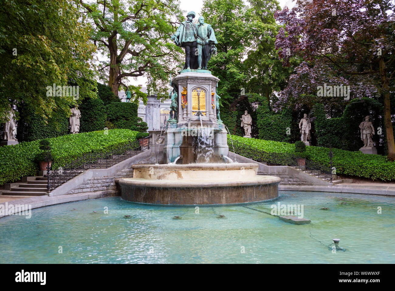 Square du Petit Sablon, public park with Statue of Counts Egmont and