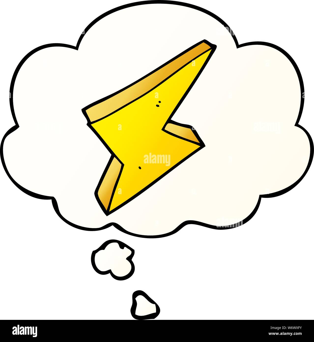 cartoon lightning with thought bubble in smooth gradient style Stock ...