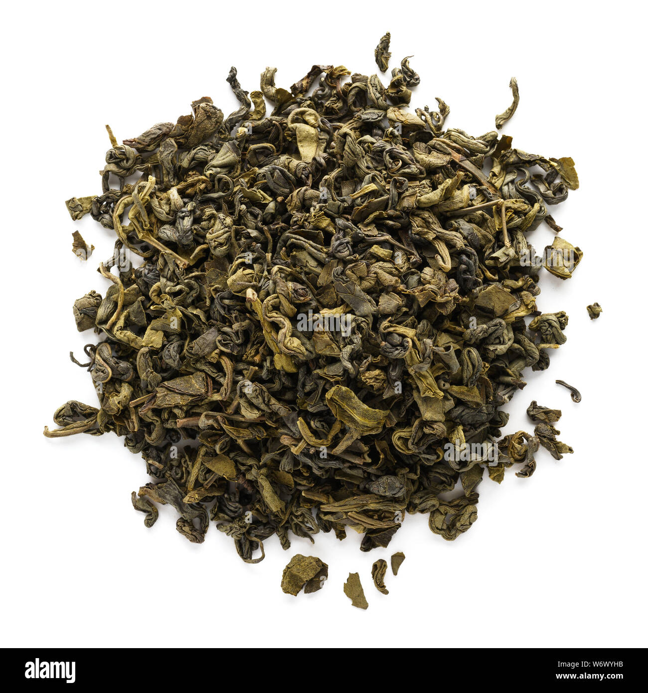 Dry oolong tea leaves isolated on white background. Fermented Chinese