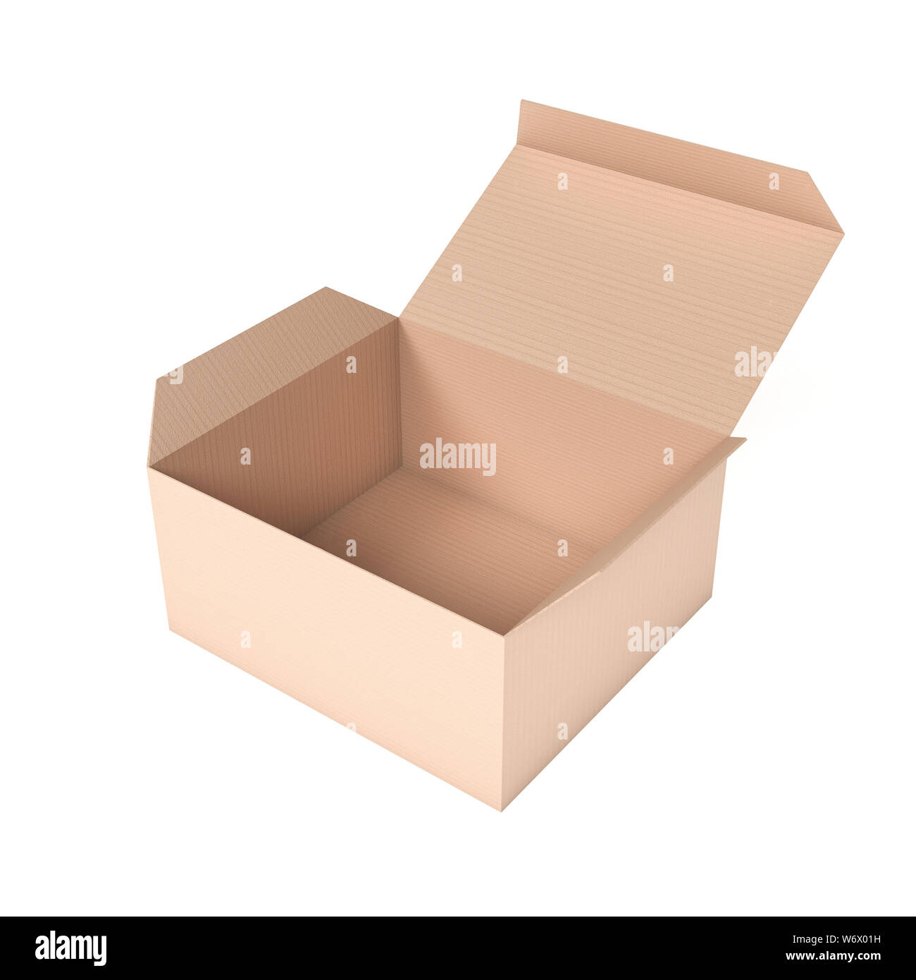 Open brown box mock up. 3d rendering illustration isolated on white ...