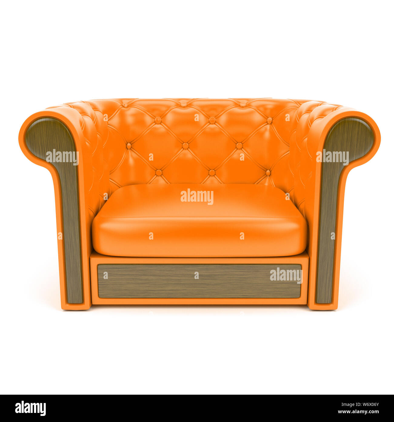 Orange leather sofa Stock Photo - Alamy