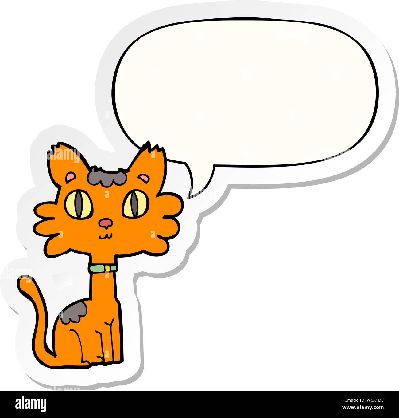 Cat Pin Bubble Example cartoon cat with speech bubble sticker Stock Vector Image & Art - Alamy