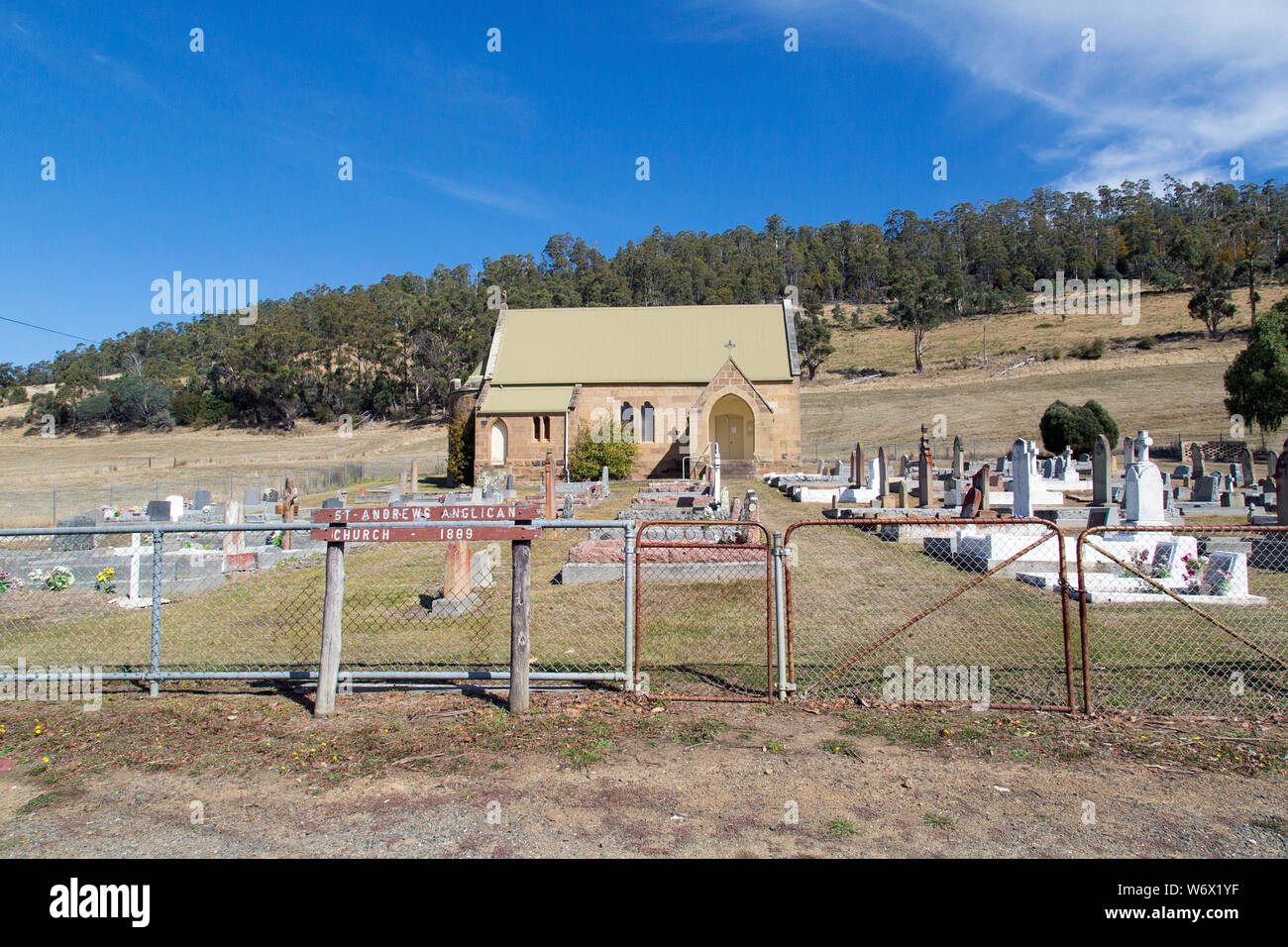 St Andrew's Anglican Church in Ellendale, Tasmania. Built on land