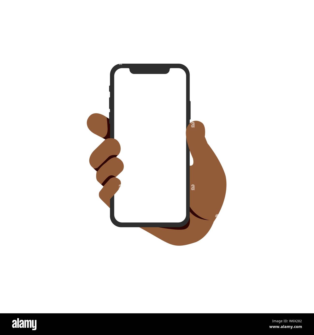 brown hand holding smartphone illustration vector Stock Vector Image ...