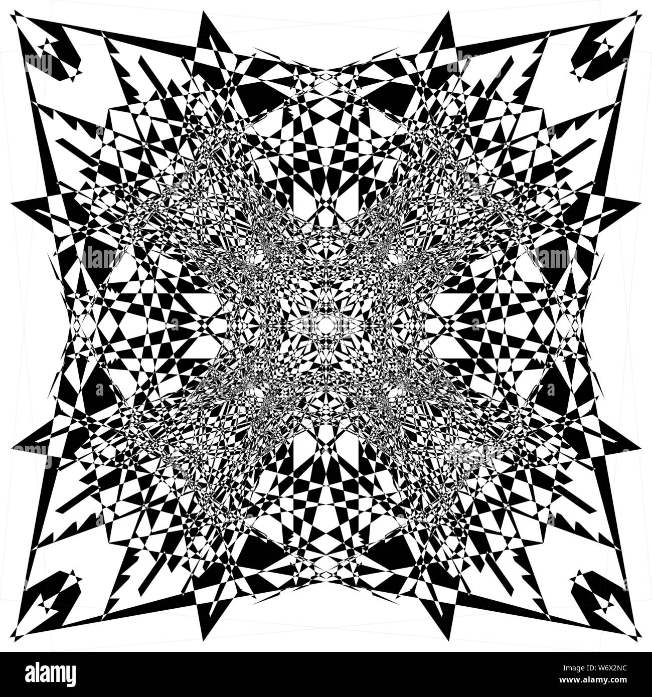 Square plaid  illusion arabesque satelite  inspired strukture abstract cut art deco illustration on transparent background Stock Vector