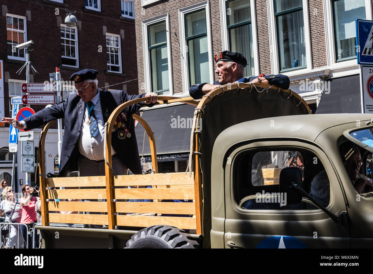 Dutch veterans in parade on the 2018 Veterans' Day in The Hague Stock