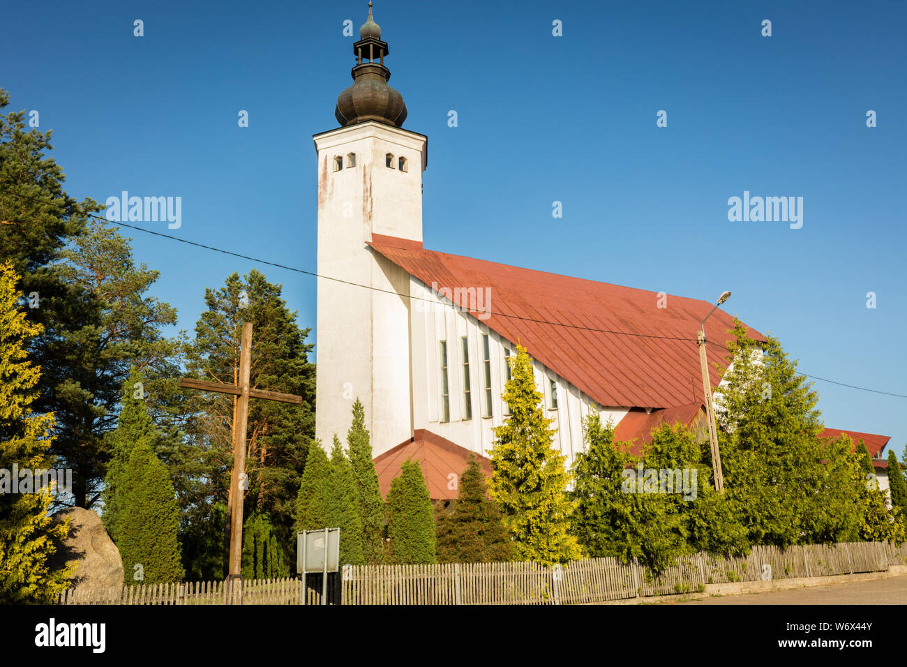 Maximilian Kolbe Church in Gawrych Ruda. Wigry, Podlaskie, Poland. Stock Photo
