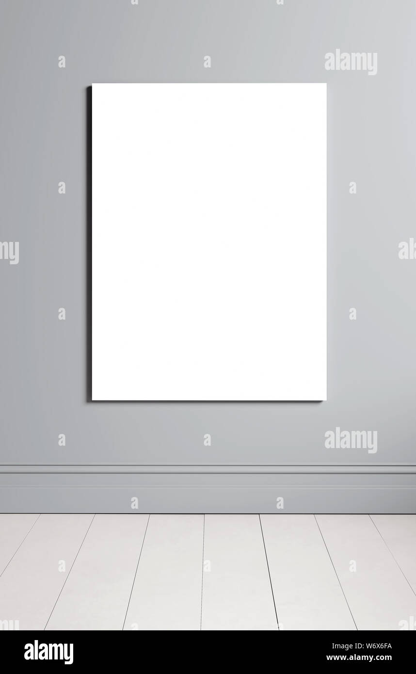 Vertical mock up poster frame in empty interior background, Scandinavian style, 3D render, 3D illustration Stock Photo