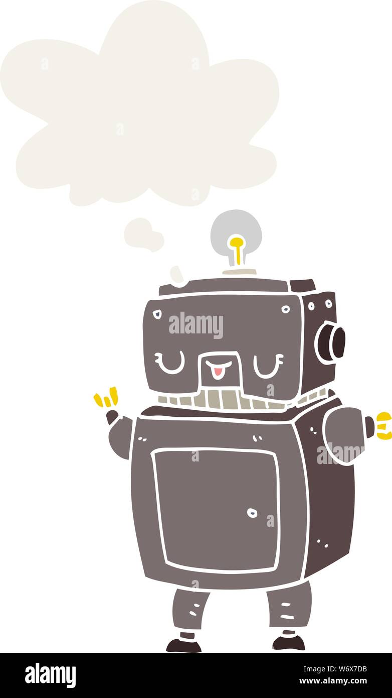 cartoon robot with thought bubble in retro style Stock Vector Image ...