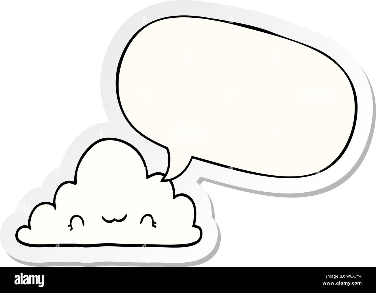 cute cartoon cloud with speech bubble sticker Stock Vector Image & Art ...