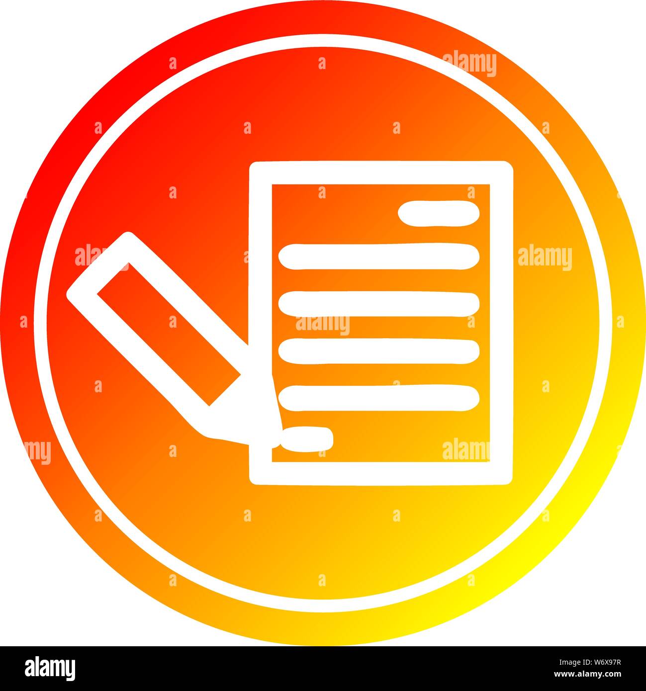 document and pencil circular icon with warm gradient finish Stock ...
