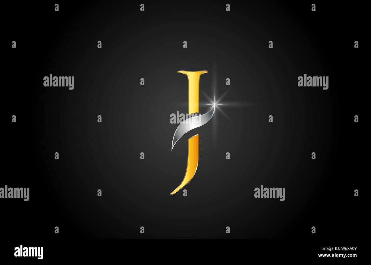 yellow gold alphabet letter J logo design suitable for a company or ...