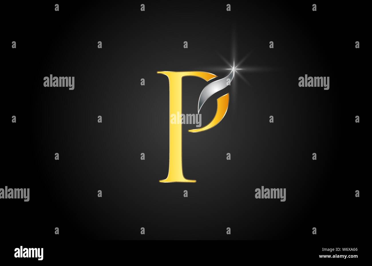 yellow gold alphabet letter P logo design suitable for a company or ...