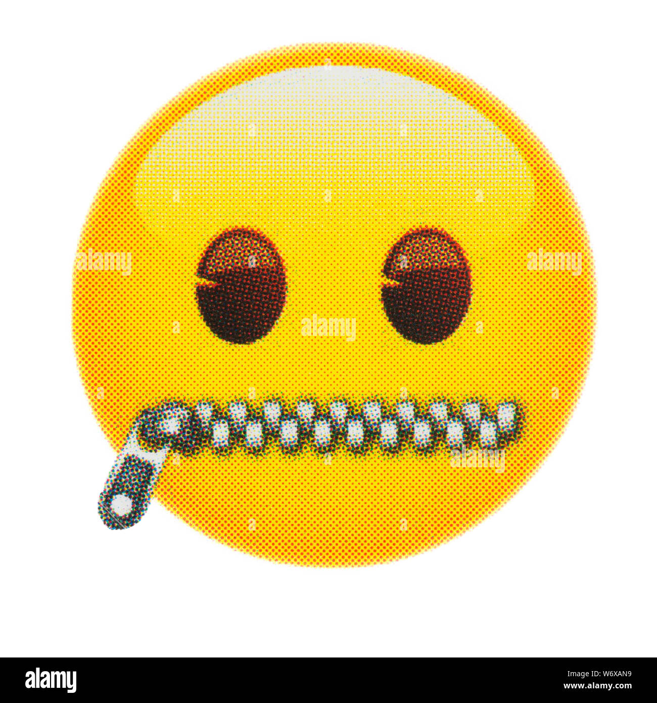 Zipper mouth face emoticon Stock Photo