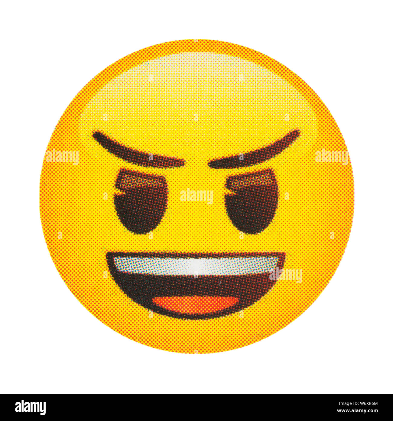 Smiling face with open mouth emoticon Stock Photo