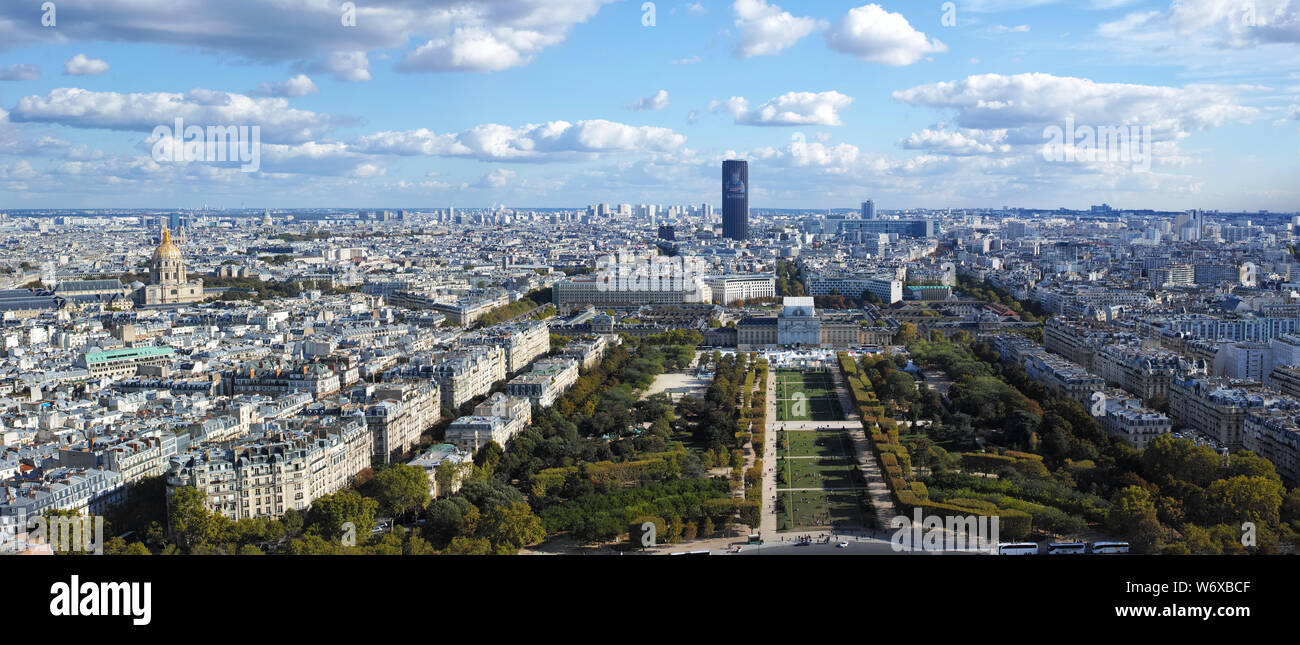 View over Paris from the Eiffel tower in the summer Stock Photo