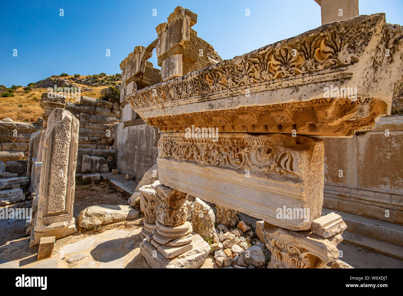 Old ruins of Ephesus or Efes famous site near Kusadasi, Turkey Stock Photo