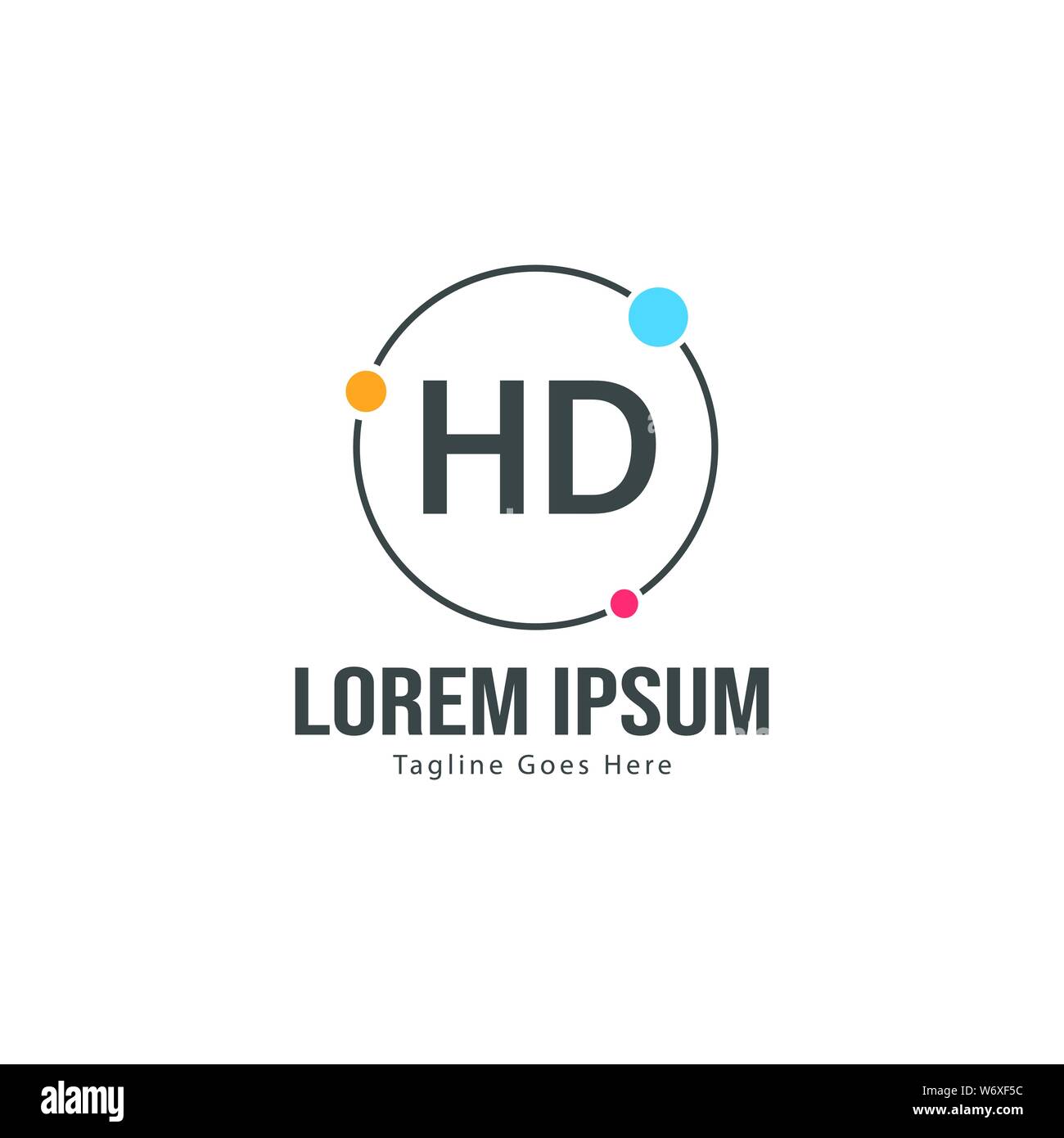 Initial HD logo template with modern frame. Minimalist HD letter logo ...