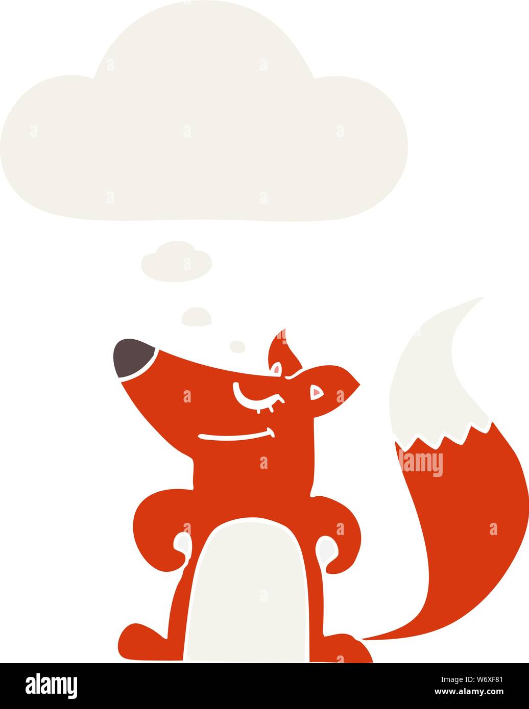 cartoon fox with thought bubble in retro style Stock Vector