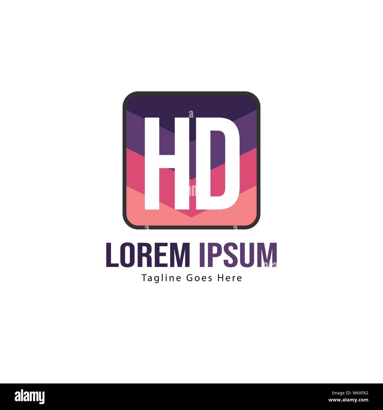 Initial HD logo template with modern frame. Minimalist HD letter logo ...