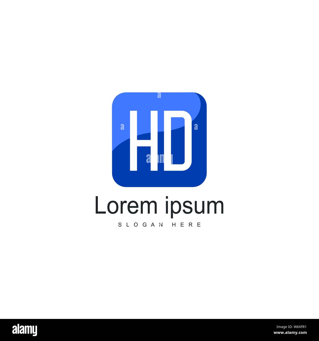 Initial HD logo template with modern frame. Minimalist HD letter logo ...