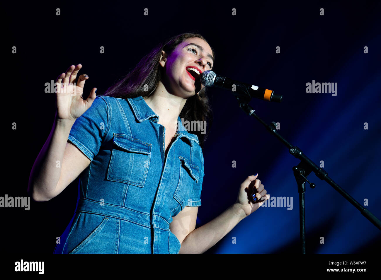 Edinburgh, Scotland, UK. 3 August 2019. The Pleasance Opening Gala launch at the Edinburgh Fringe Festival. The Pleasance venues are back for their 35th season with more than 270 shows. Pictured; Catherine Cohen. Iain Masterton/Alamy Live News Stock Photo