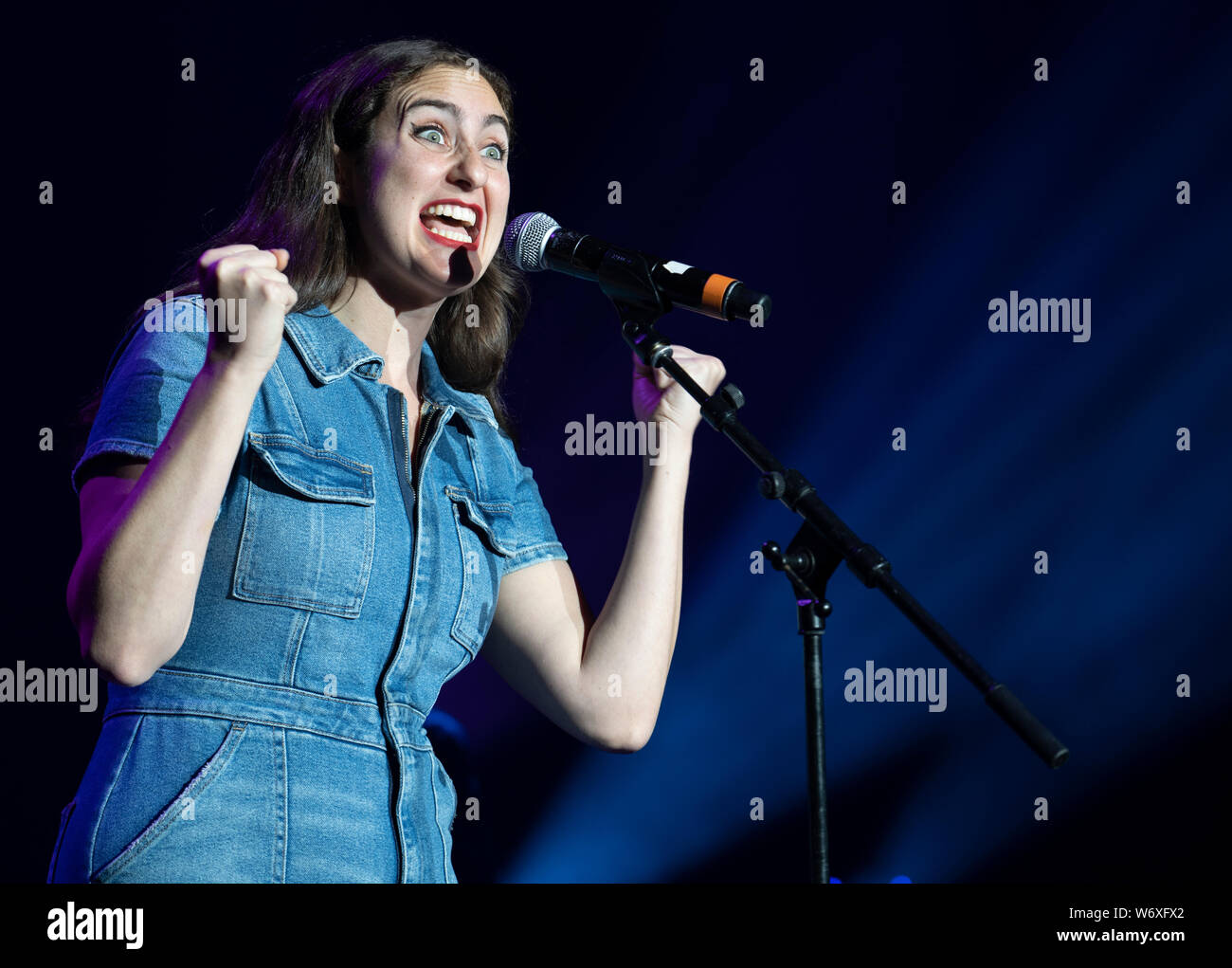 Edinburgh, Scotland, UK. 3 August 2019. The Pleasance Opening Gala launch at the Edinburgh Fringe Festival. The Pleasance venues are back for their 35th season with more than 270 shows. Pictured; Catherine Cohen. Iain Masterton/Alamy Live News Stock Photo