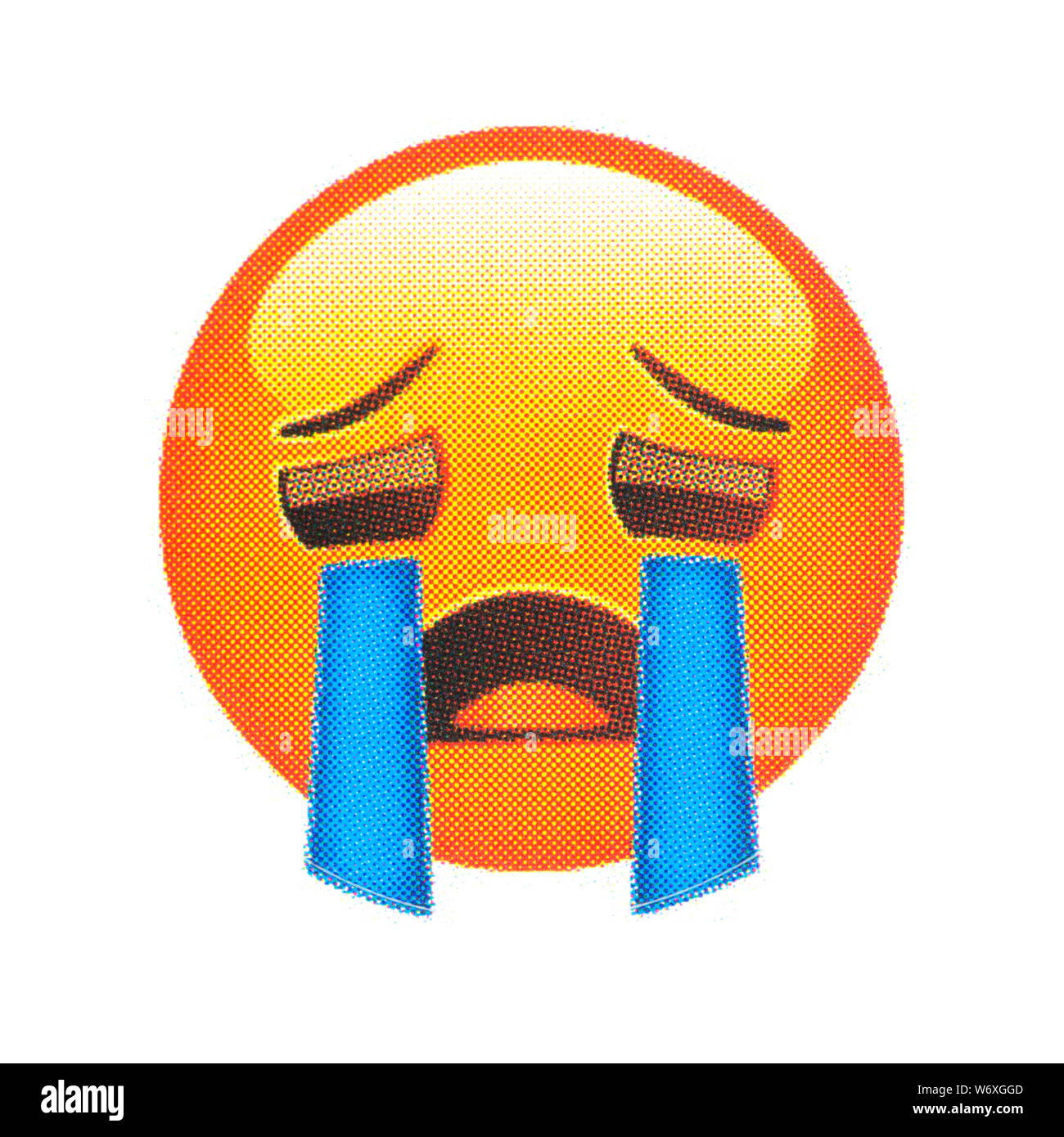 Loudly crying face emoticon Stock Photo