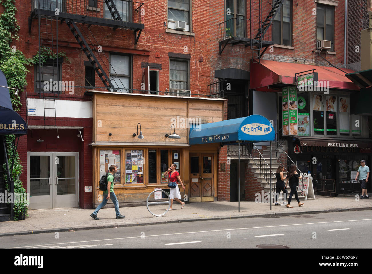 West Village New York, view of the Bitter End Club in Bleeker Street in the center of Greenwich