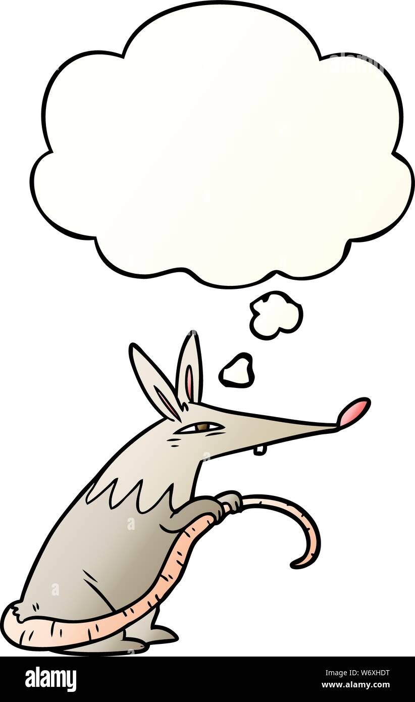 cartoon rat with thought bubble in smooth gradient style Stock Vector