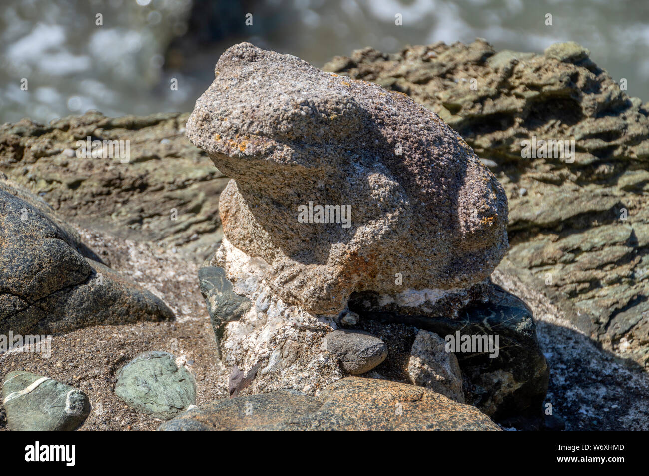 Stone Frog At The Futami Okitama Shrine At Ise Japan 2016 Stock Photo