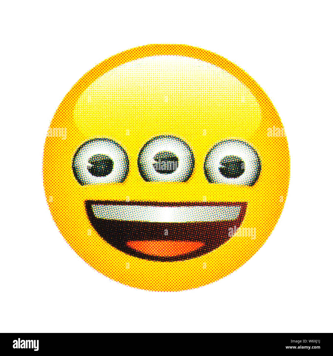 Three eye happy face emoticon Stock Photo