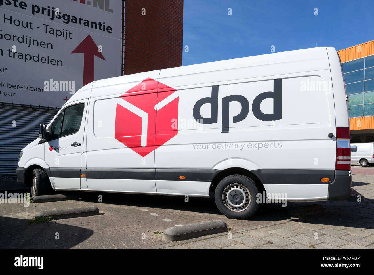 DPD delivery van. DPDgroup is the international parcel delivery network of French state owned postal service, La Poste. Stock Photo