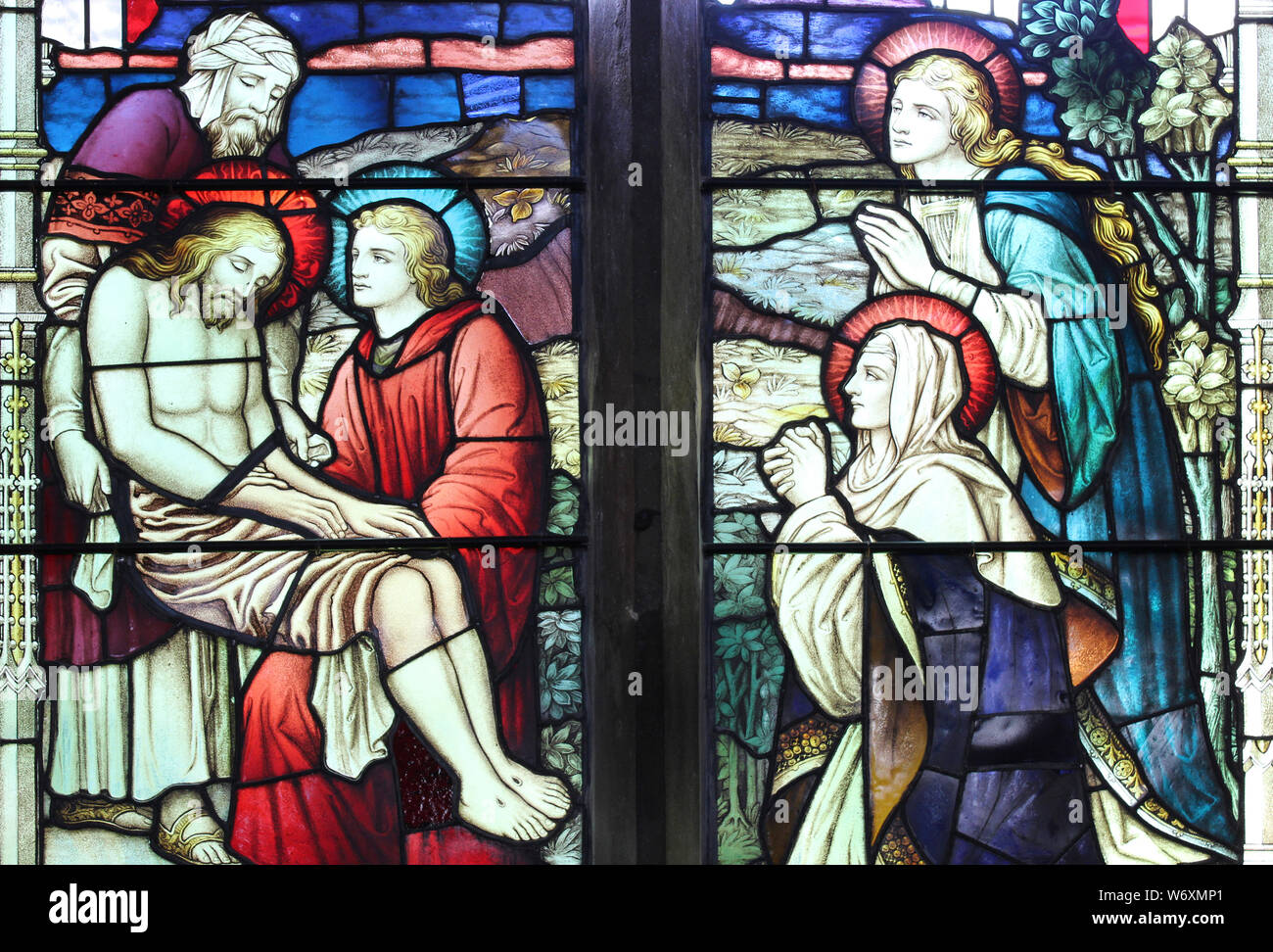 Stained Glass window - 'Lamentation Of Christ' Stock Photo