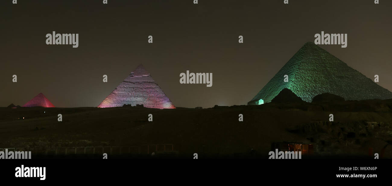 Giza Pyramid Complex in Cairo City, Egypt Stock Photo