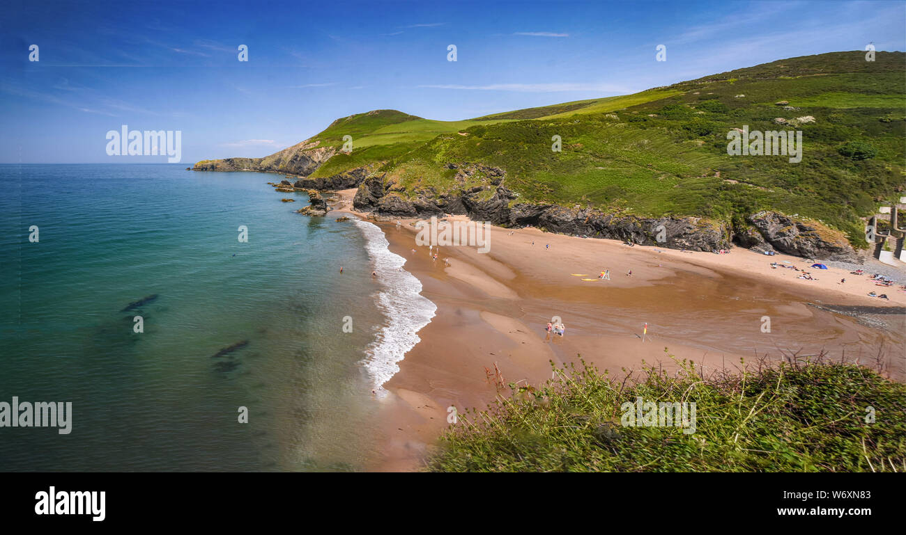Monday 4th of June 2018 Llangrannog west wales UK UK weather  Who needs to go abroad when you have this on your door step?  #Llangrannog with Saint Ca Stock Photo
