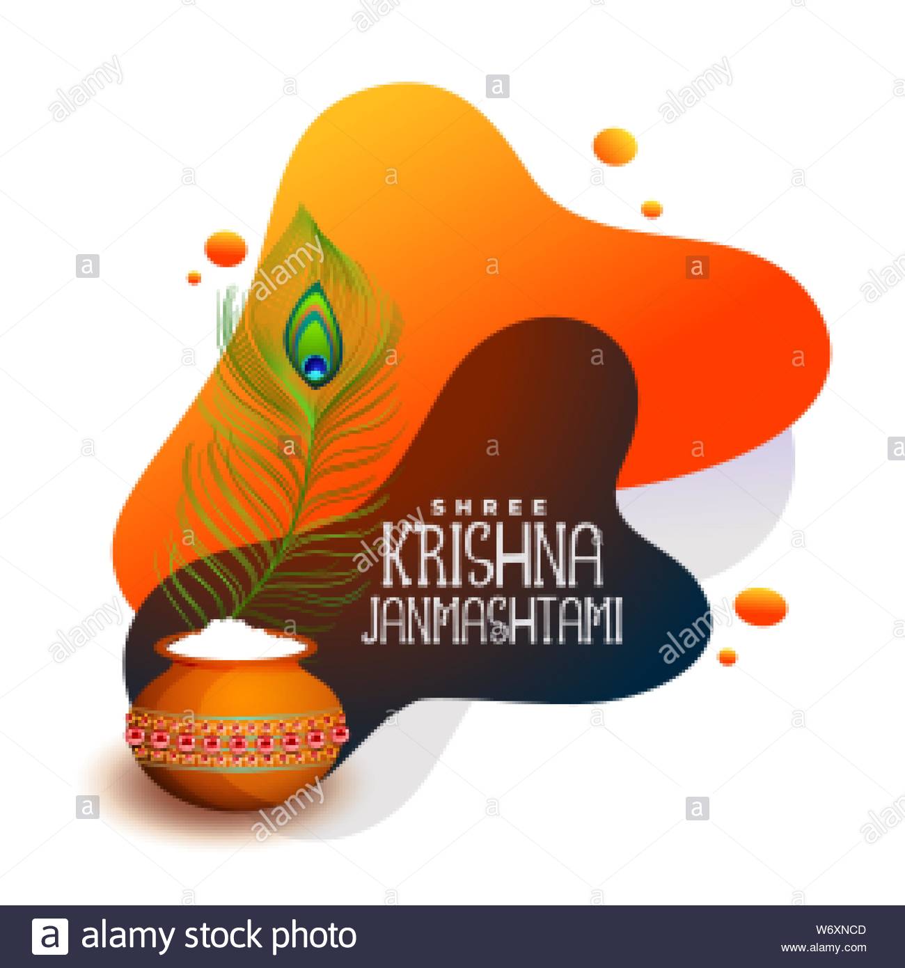 Happy Krishna Janmashtami Festival Background With Dahi In Handi